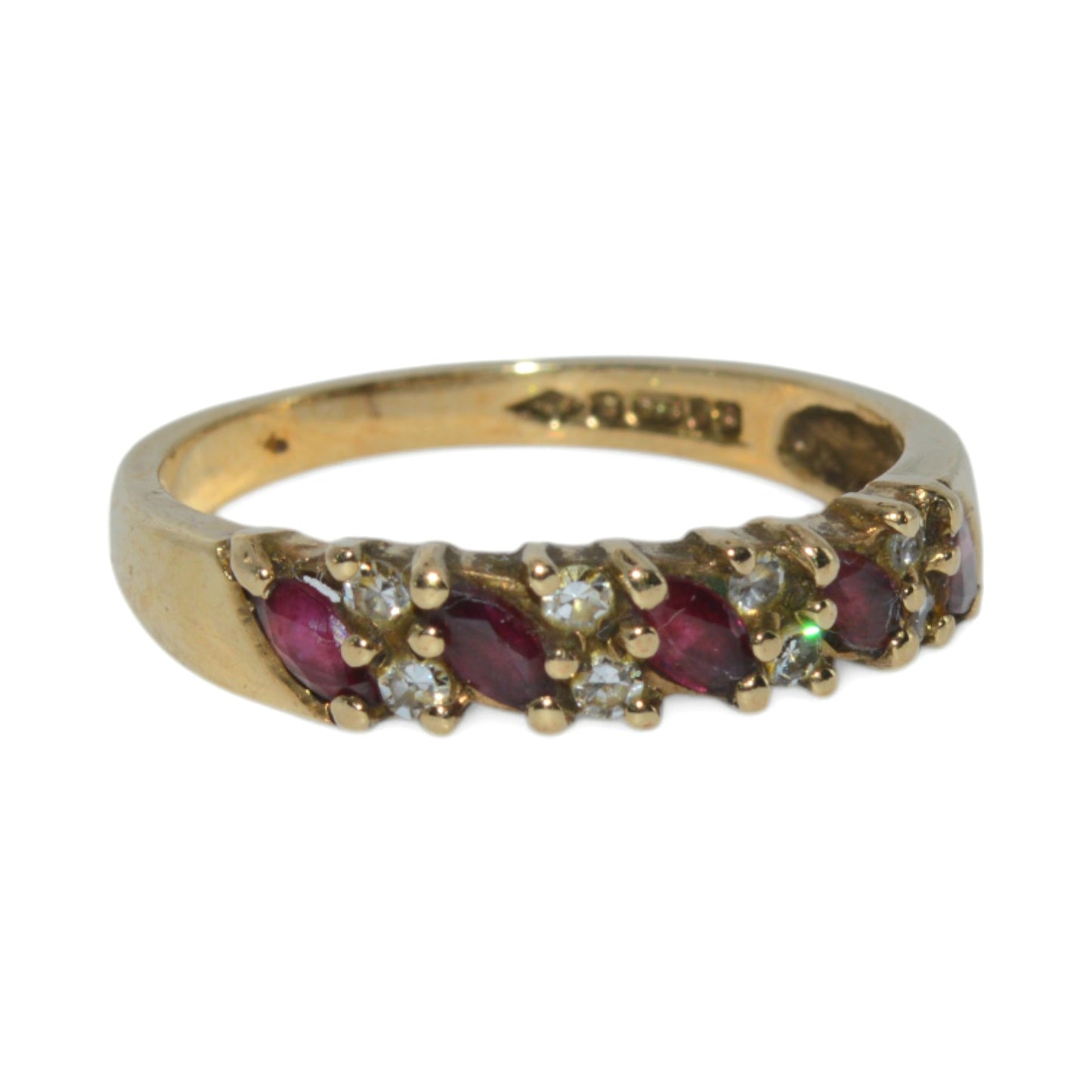 9ct Gold - Ruby & Diamond Half Eternity Ring right