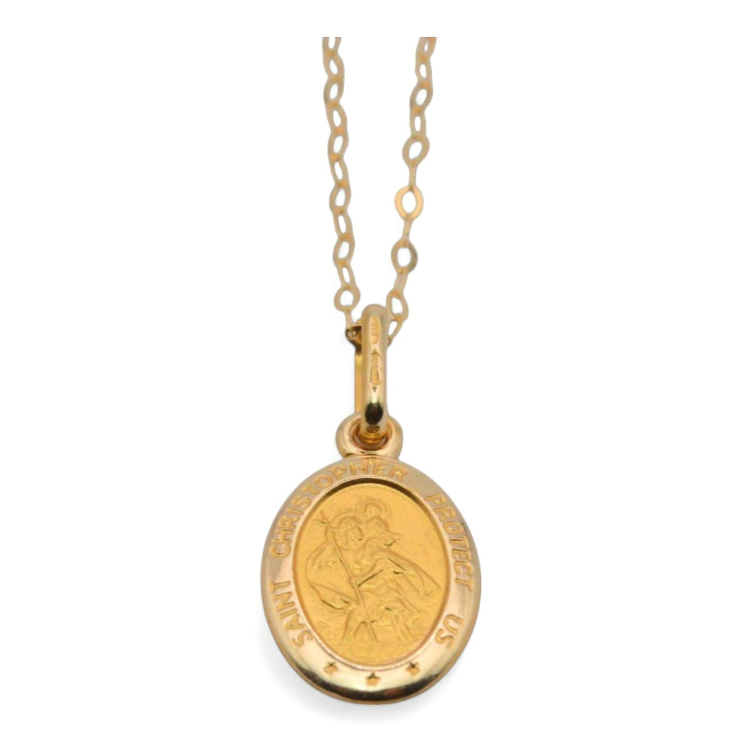 9ct Gold - St Christopher Oval Pendant front