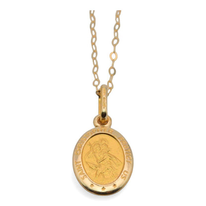 9ct Gold - St Christopher Oval Pendant front