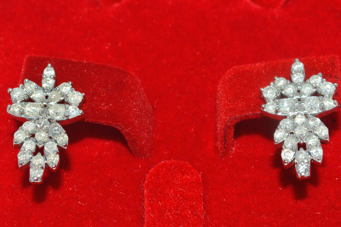 9ct White Gold - Diamond Earrings front close