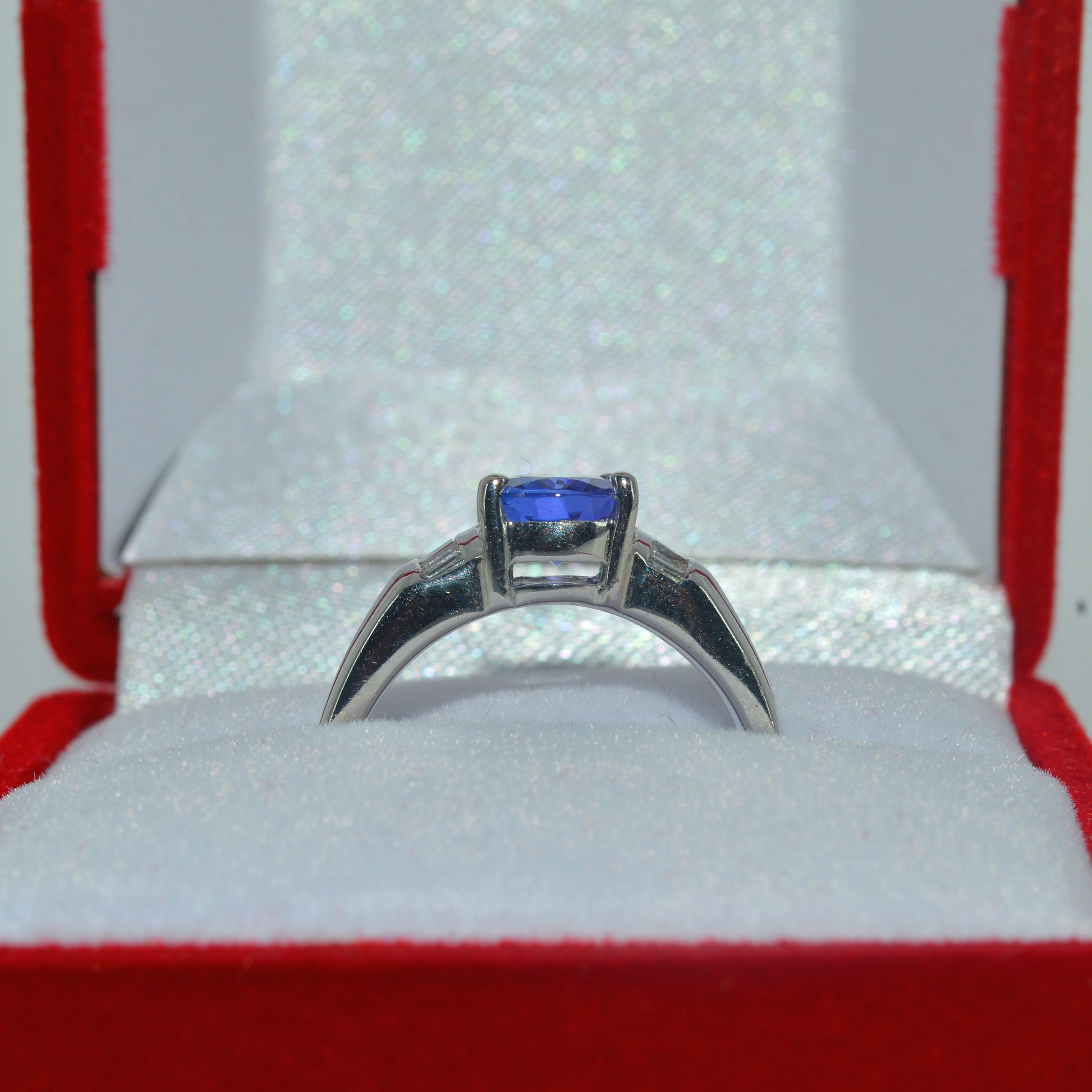 18ct White Gold - Tanzanite & Diamond Ring upright