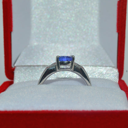 18ct White Gold - Tanzanite & Diamond Ring upright