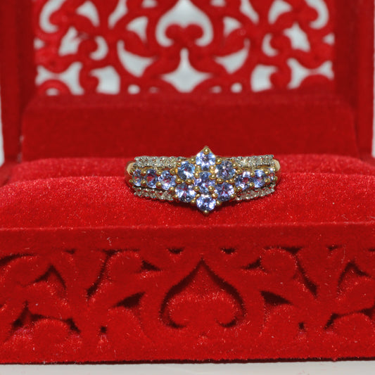 9ct Gold - Tanzanite & Diamond Ring front