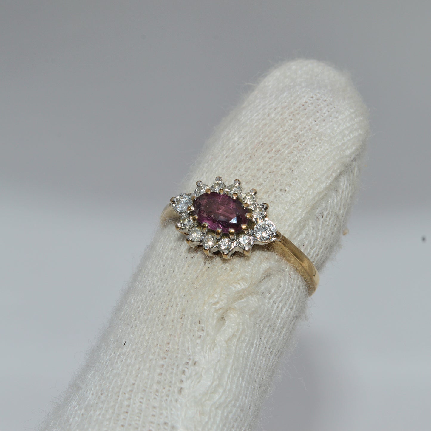 9ct Gold - Ruby & Diamond - East - West Ring finger