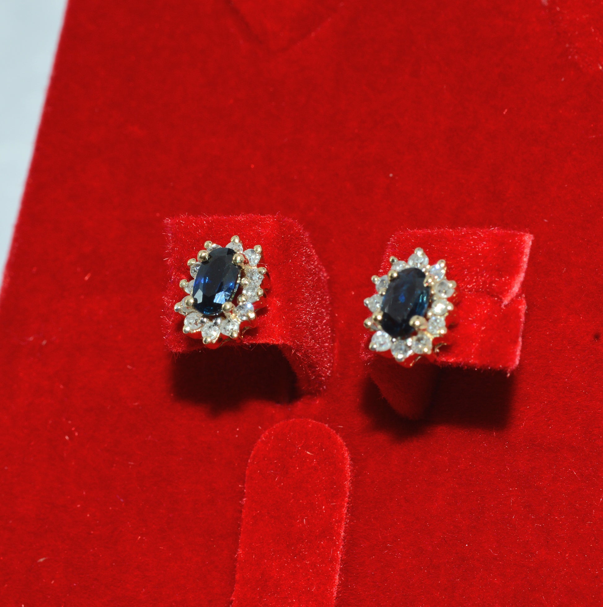 9ct Gold - Sapphire & Diamond Stud Earrings left