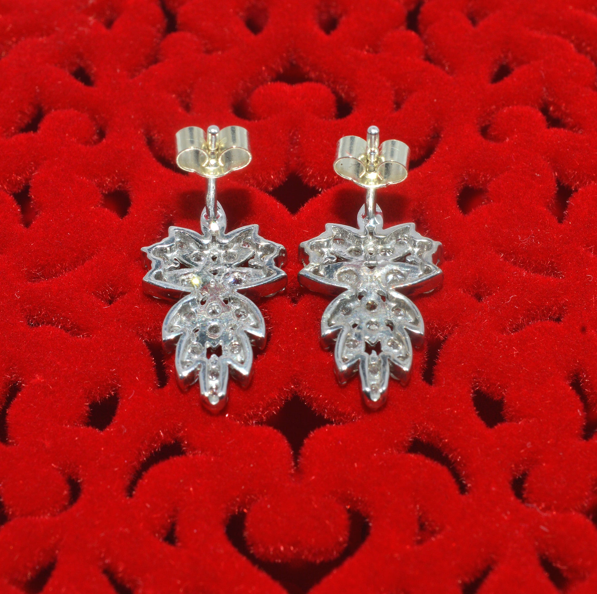 9ct White Gold - Diamond Earrings rear close