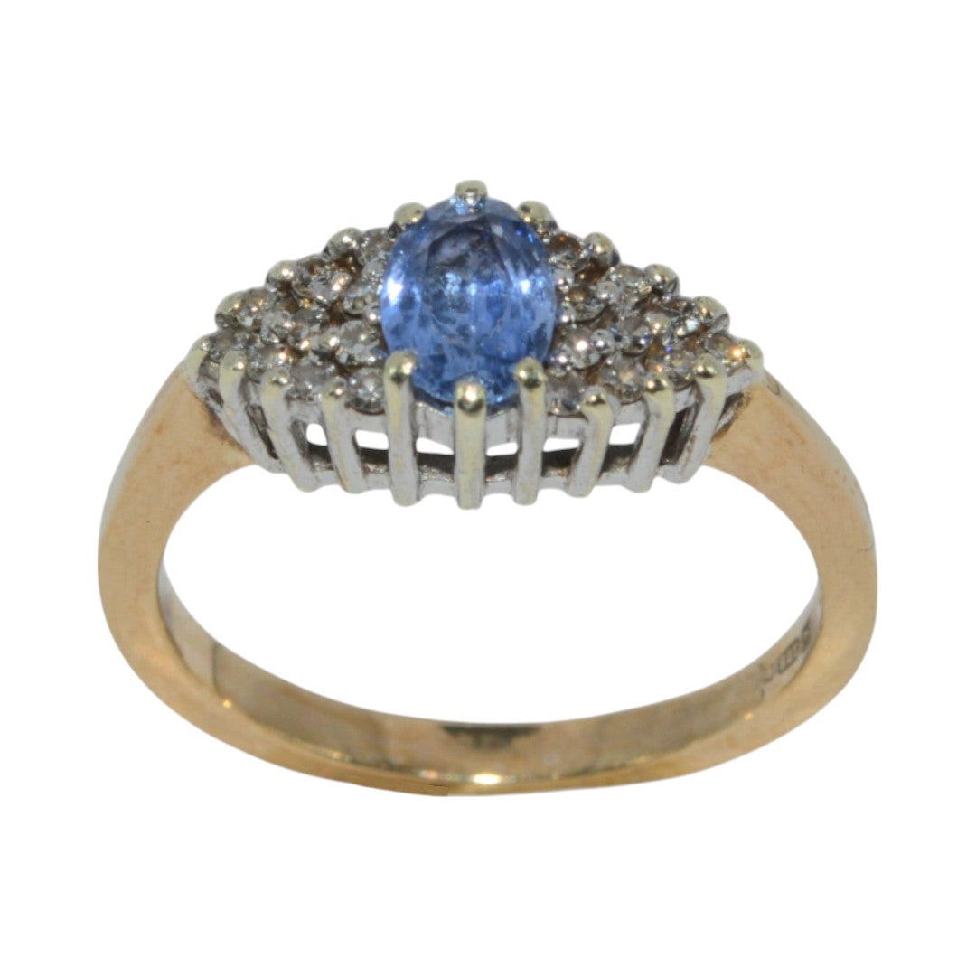 9ct Gold - Sapphire & Diamond Ring upright