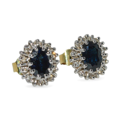 18ct Gold - Sapphire & Diamond Cluster Earrings right