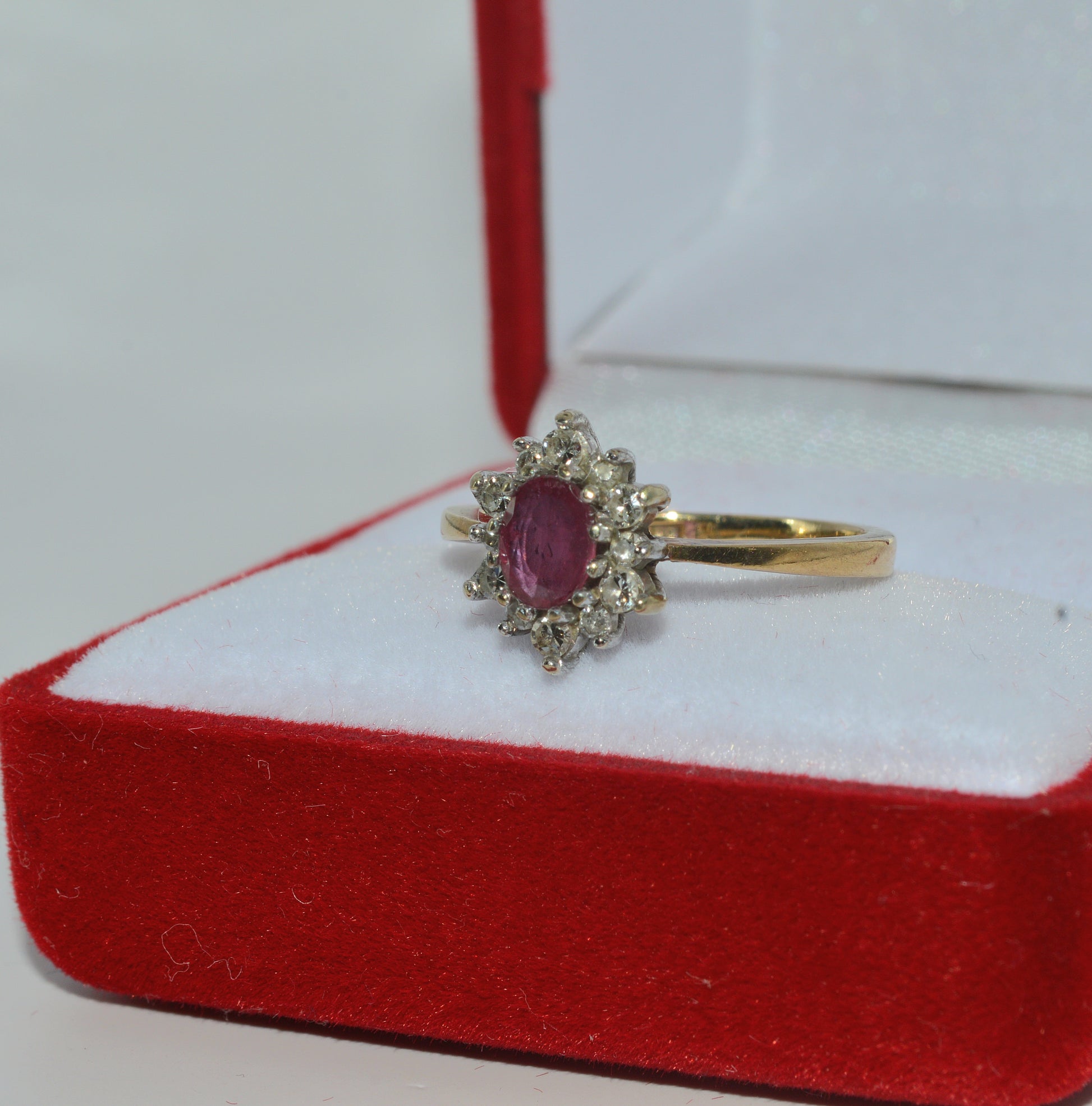 9ct Gold - Ruby & Diamond Cluster Ring left