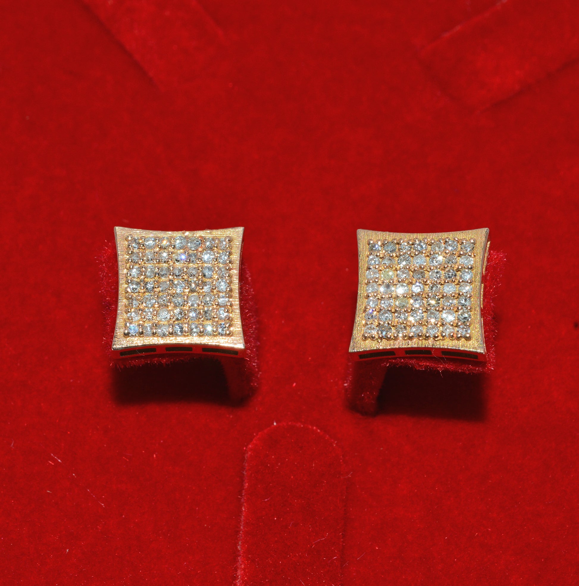 18ct Gold - Pave Set Diamond Stud Earrings front