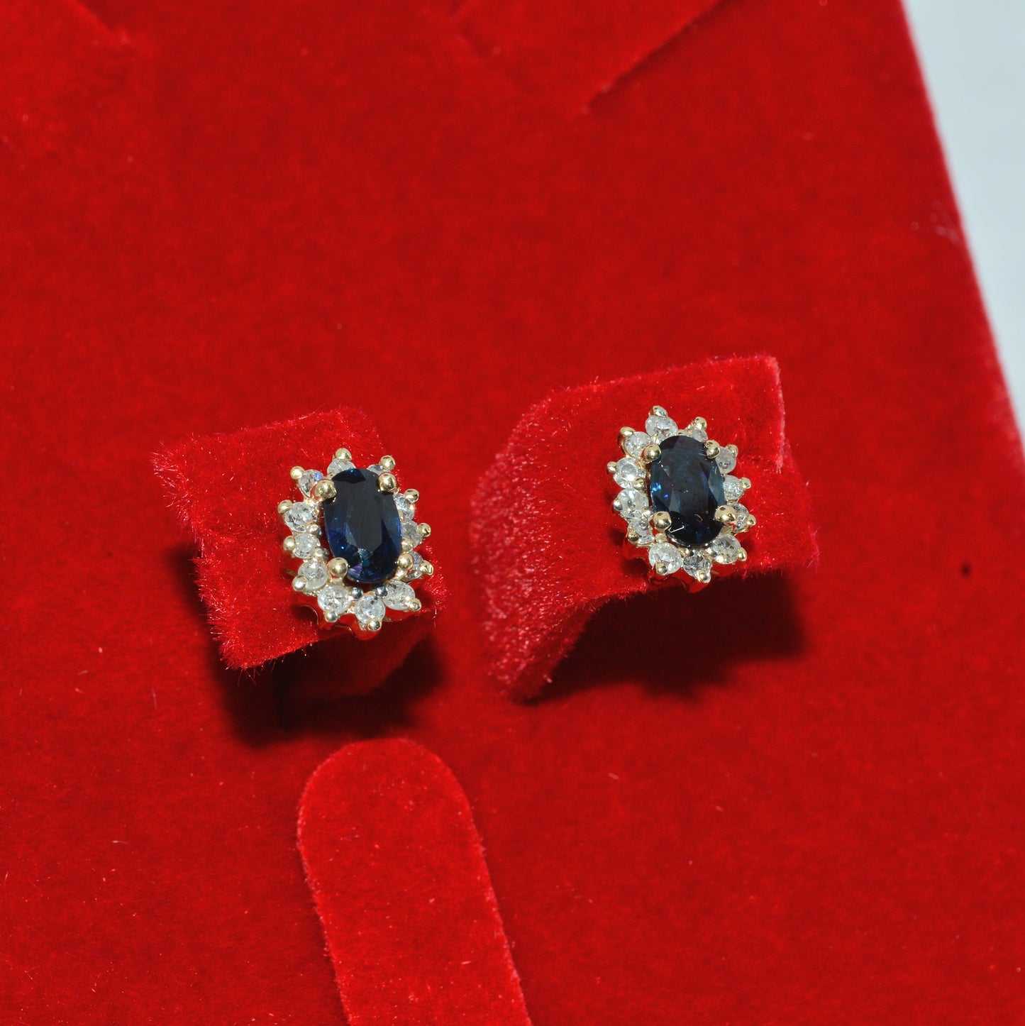 9ct Gold - Sapphire & Diamond Stud Earrings right