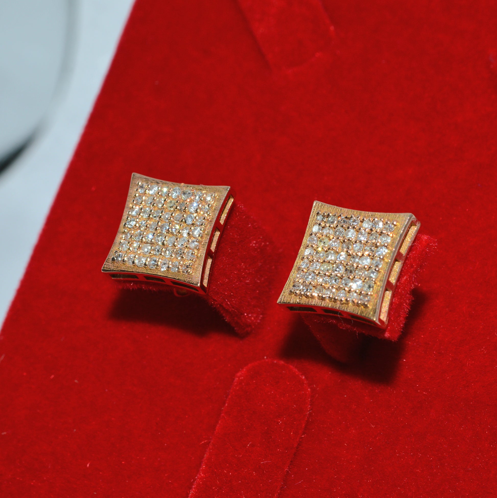 18ct Gold - Pave Set Diamond Stud Earrings left