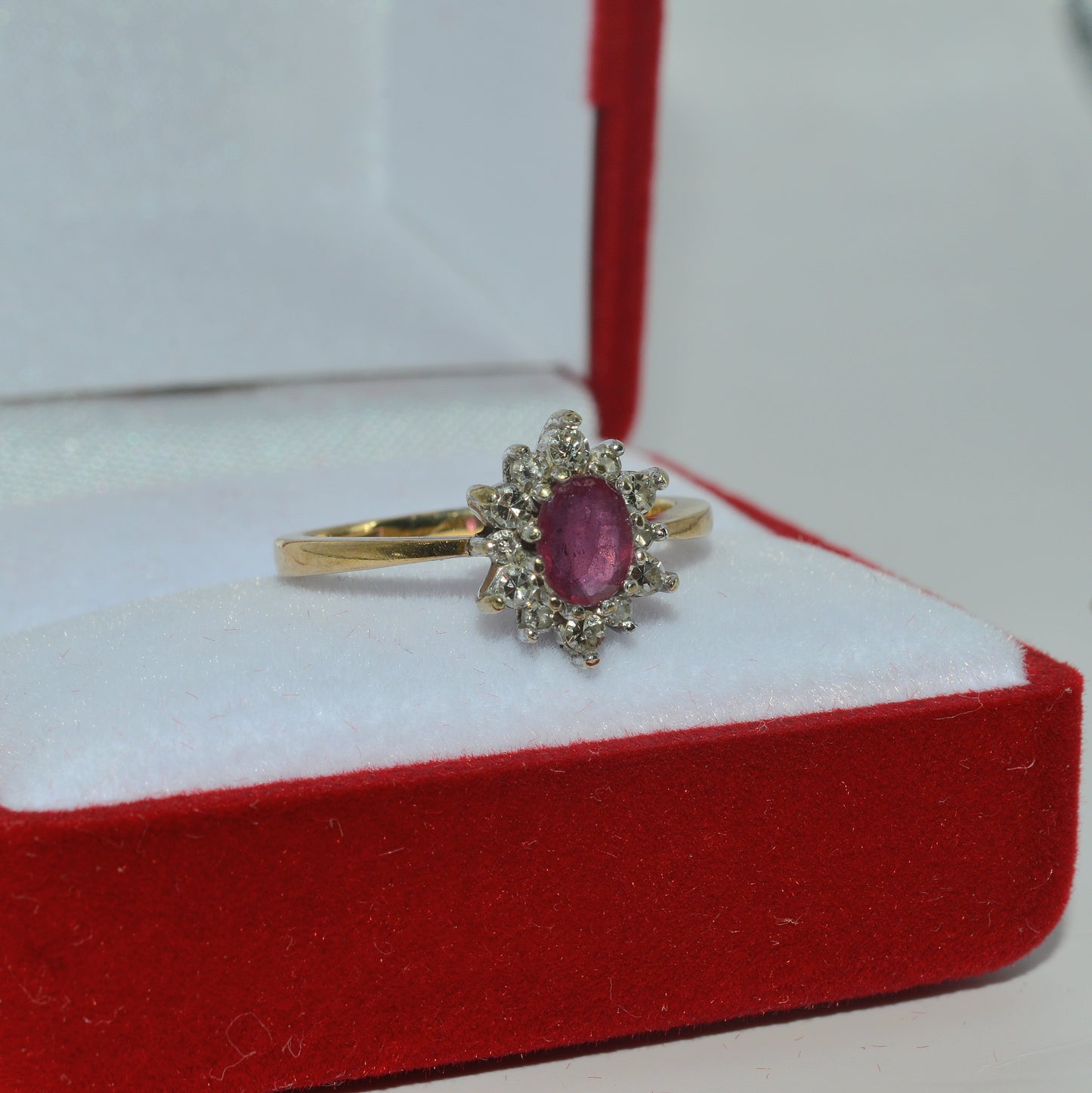 9ct Gold - Ruby & Diamond Cluster Ring right