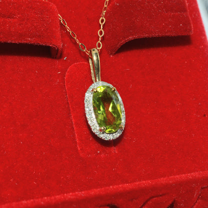 9ct Gold - Peridot & Diamond Necklace right