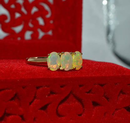 9ct Gold - Ethiopian Opal Trilogy Ring right