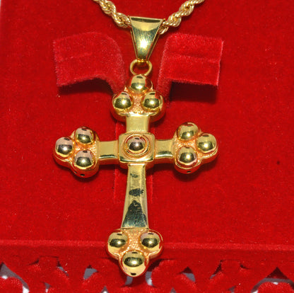 18ct Gold Cross Necklace front close