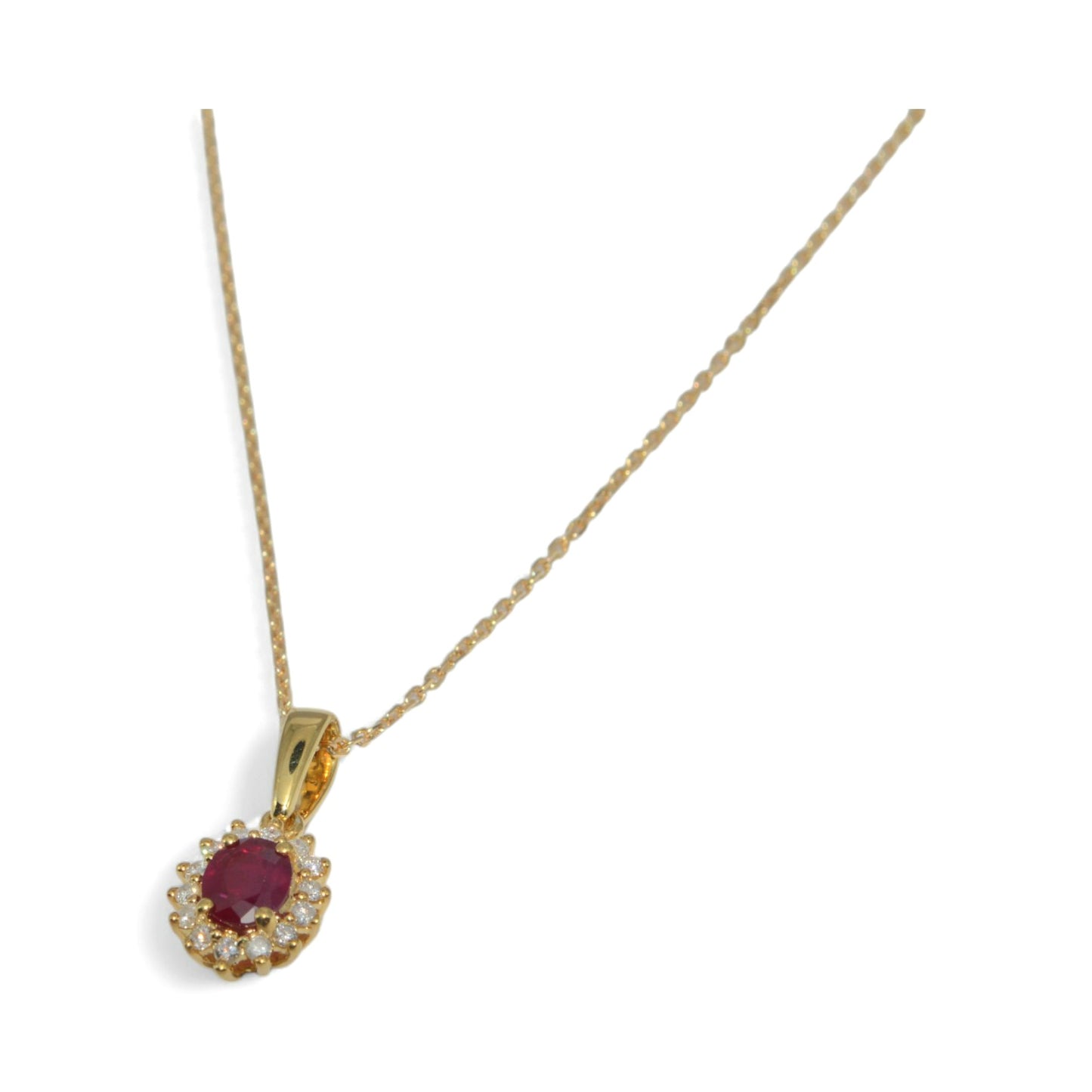 9ct Gold - Ruby & Diamond Cluster Necklace left