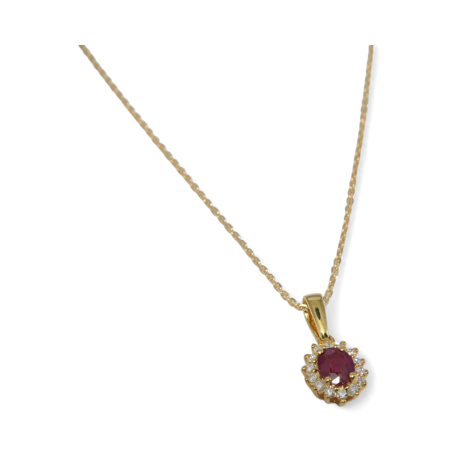 9ct Gold - Ruby & Diamond Cluster Necklace right