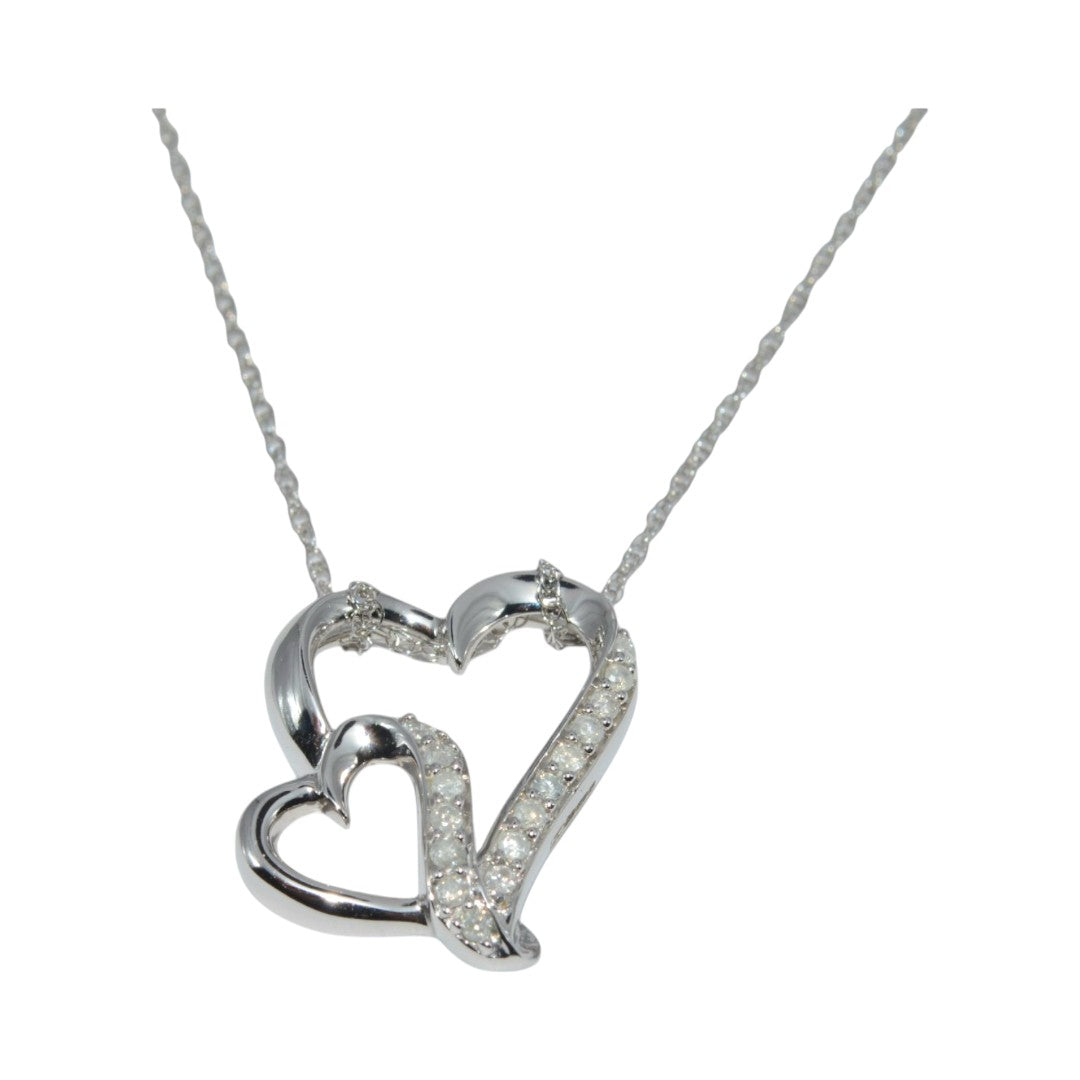 9ct White Gold - Diamond Heart Necklace front