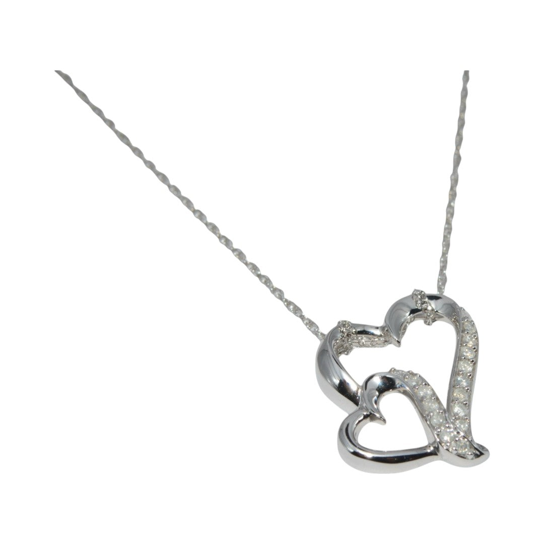 9ct White Gold - Diamond Heart Necklace right