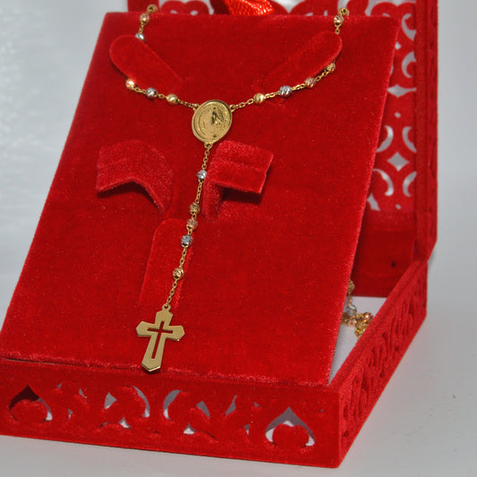 18ct Gold - Rosary Necklace left tilt