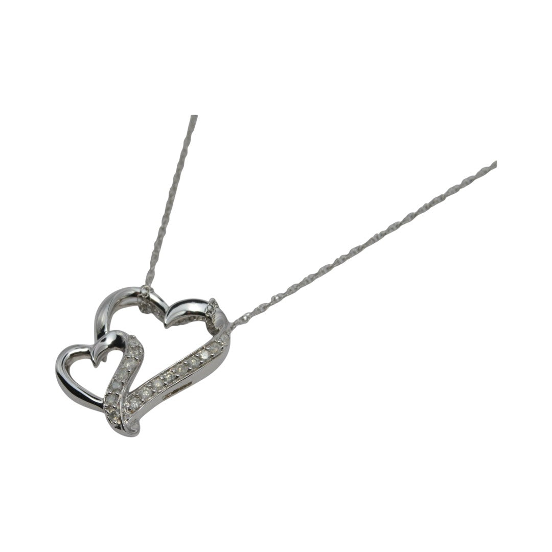 9ct White Gold - Diamond Heart Necklace left