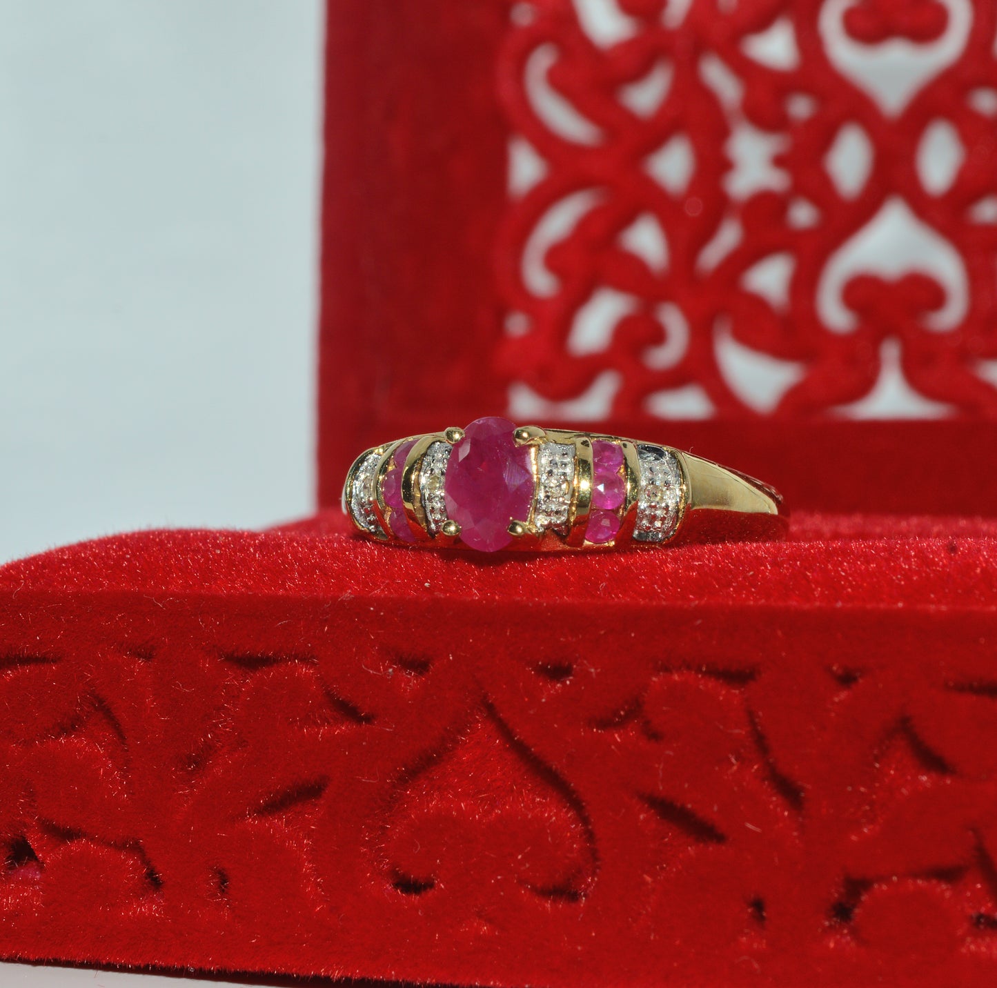 9ct Gold - Ruby & Diamond Ring left