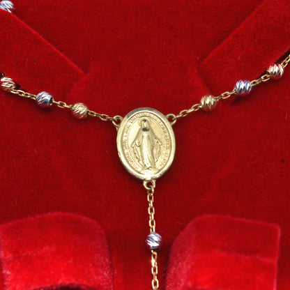 18ct Gold - Rosary Necklace medallian close 2