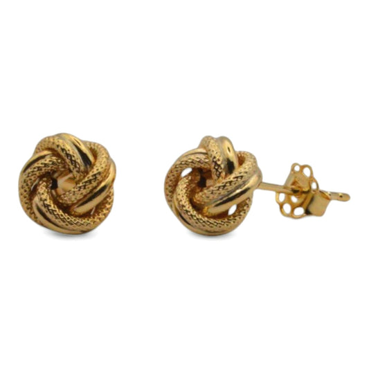 9ct Gold - Love Knot Textured Earrings front