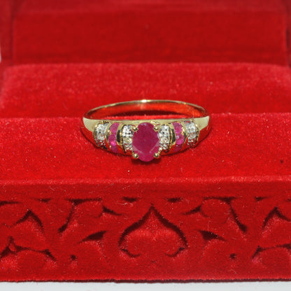 9ct Gold - Ruby & Diamond Ring top down