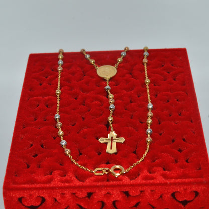 18ct Gold - Rosary Necklace angled backwards