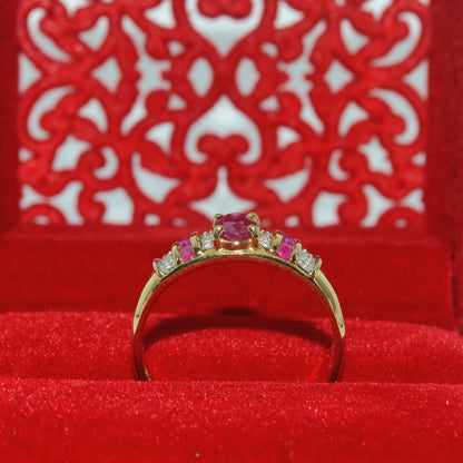 9ct Gold - Ruby & Diamond Ring upright