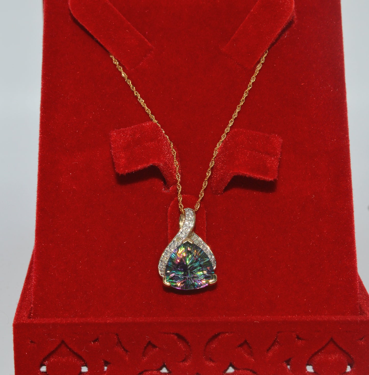 9ct Gold - Mystic Topaz & Diamond Necklace far