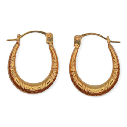 9ct Gold - Creole Hoop Textured Earrings front out