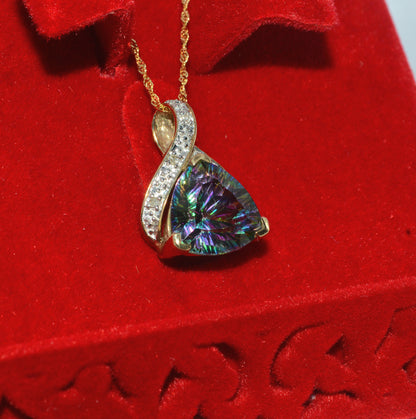 9ct Gold - Mystic Topaz & Diamond Necklace right