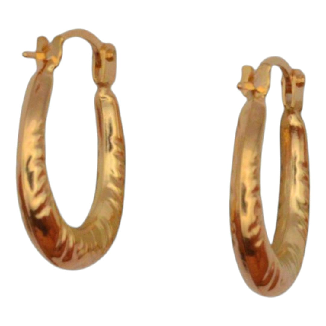 9ct Gold - Creole Hoop Textured Earrings left tilt