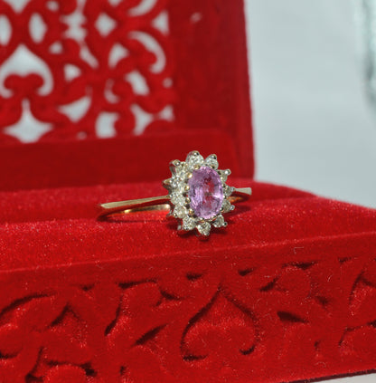 9ct Gold - Pink Sapphire & Diamond Cluster Ring right