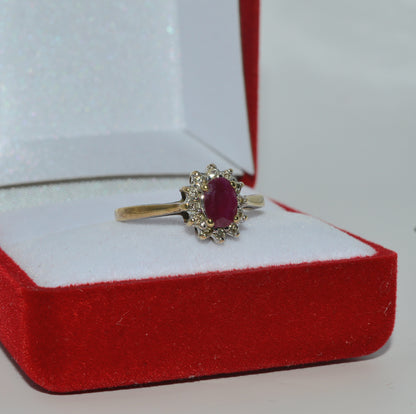 9ct Gold - Ruby & Diamond Cluster Ring right