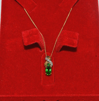 9ct Gold - Tourmaline & Diamond Necklace far