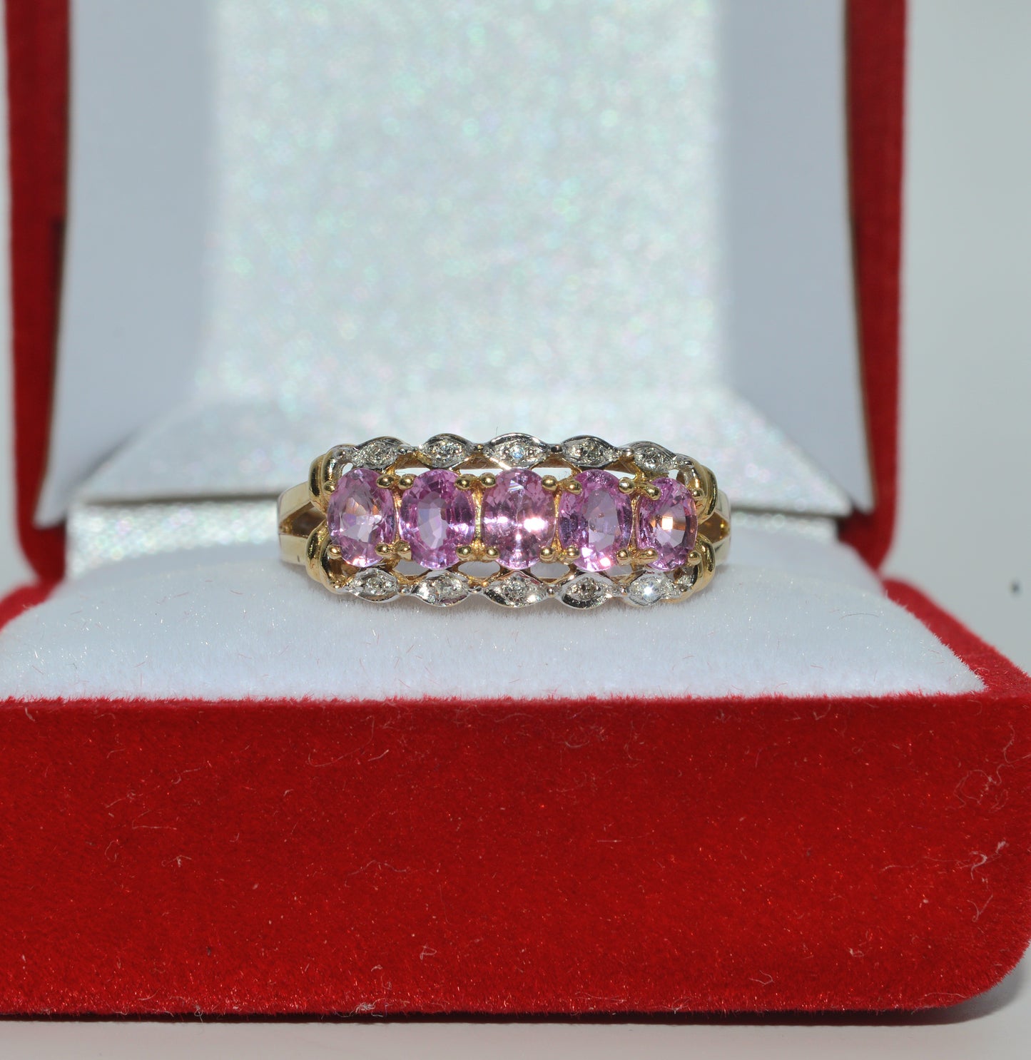 9ct Gold - Pink Sapphire & Diamond Ring fromt