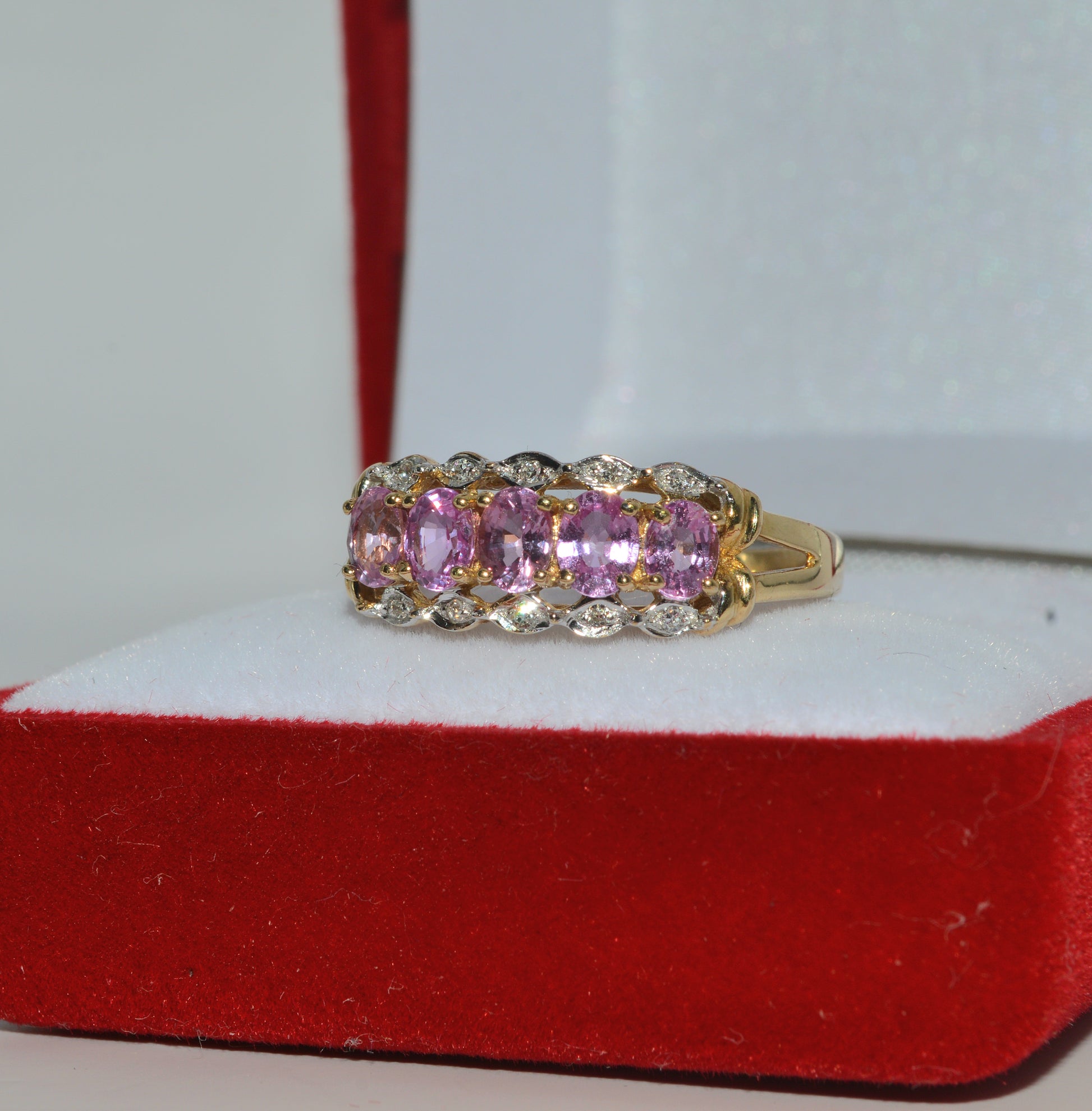 9ct Gold - Pink Sapphire & Diamond Ring left