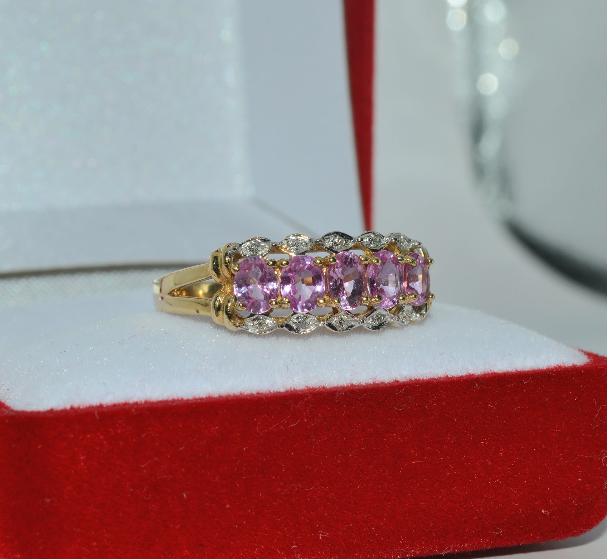 9ct Gold - Pink Sapphire & Diamond Ring right