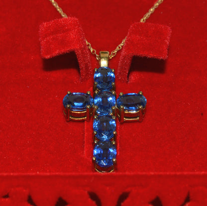 2007 - 9ct Gold - Kyanite Cross Necklace front 3