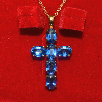 2007 - 9ct Gold - Kyanite Cross Necklace front 2