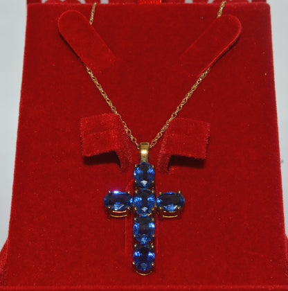 2007 - 9ct Gold - Kyanite Cross Necklace far