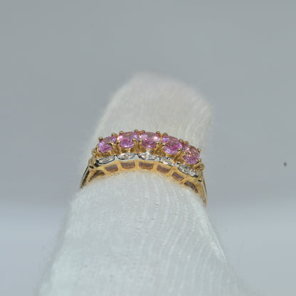 9ct Gold - Pink Sapphire & Diamond Ring finger rear