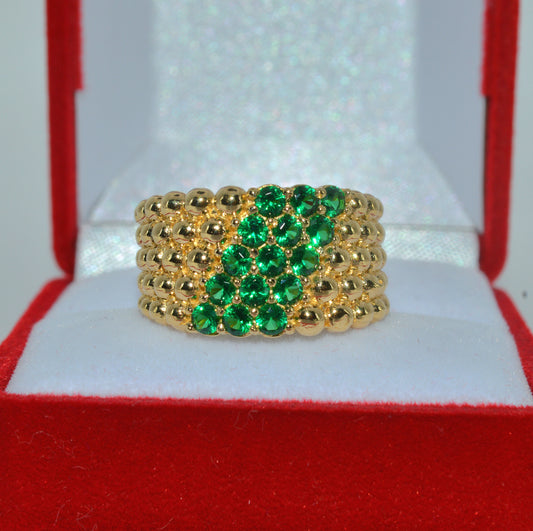 18ct Gold - Green Zirconia Ring front on