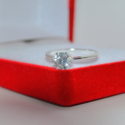 Sterling Silver - Cz Solitaire Ring left angled close