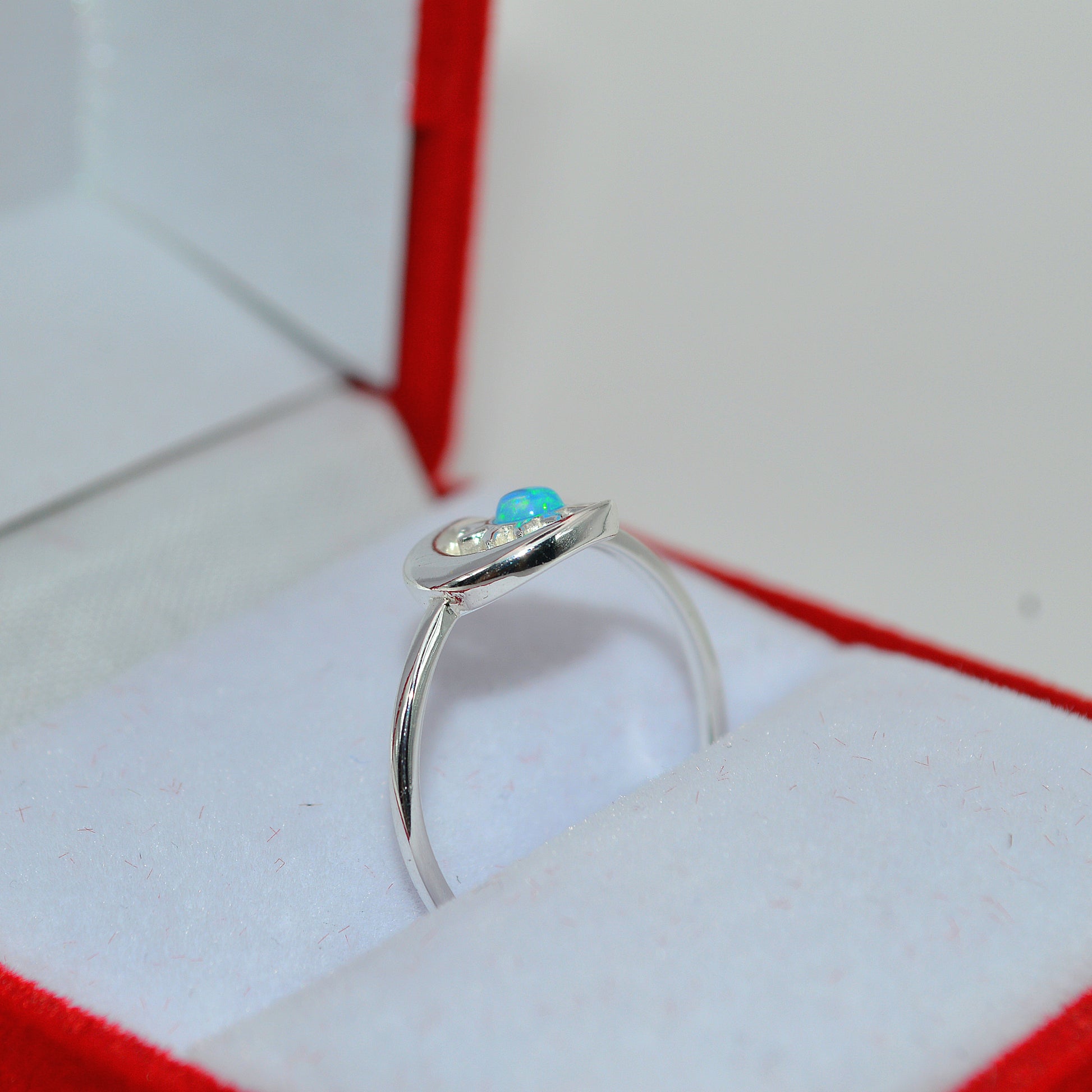 Sterling Silver - Moon & Sun Opal Ring upright turned right