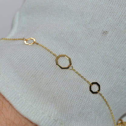 18ct Gold Triple Octagon Bracelet